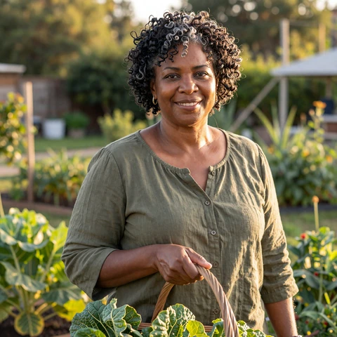 Linda, 52, smiling member from Charlotte who enjoys gardening